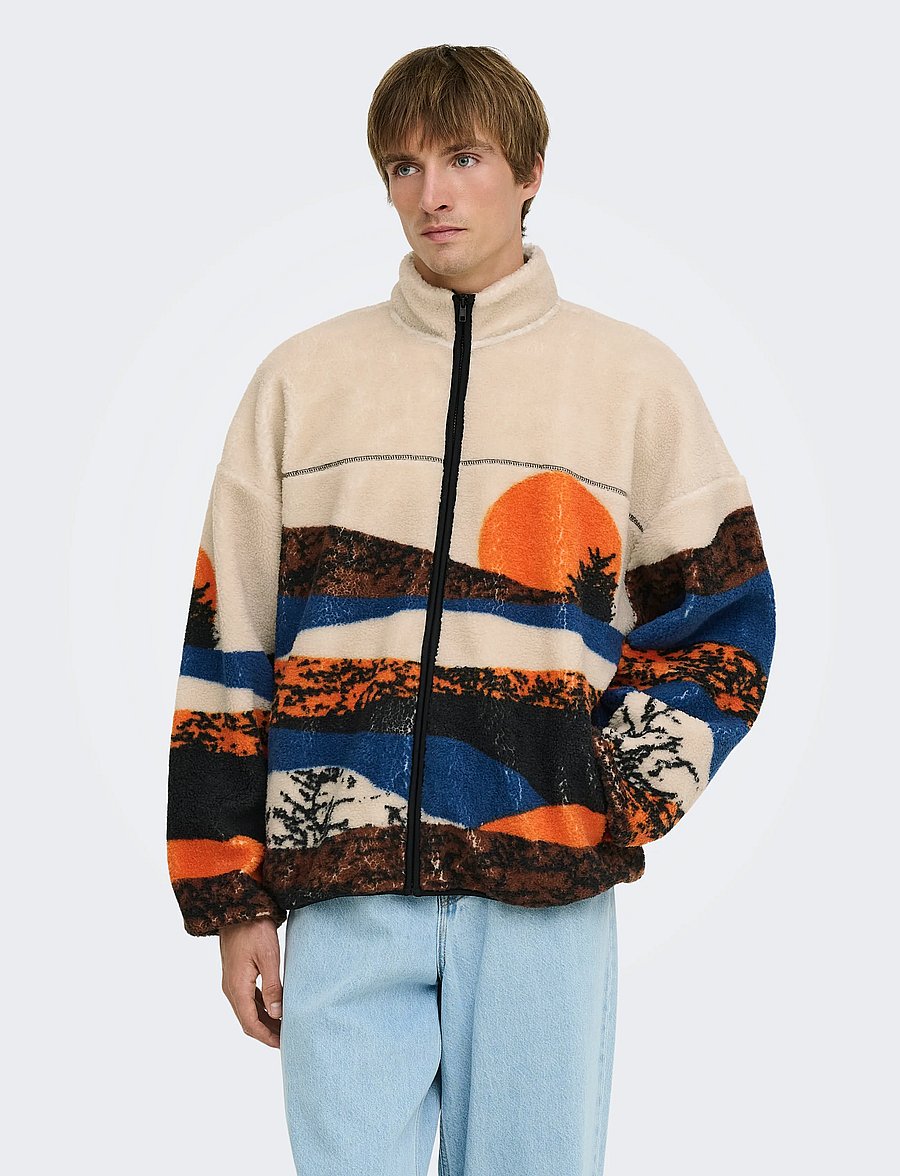 ONLY & SONS - ONSADAM LIFE OVZ LANDSCAPE SHERPA VD - fleece-pullover - moonbeam - 0