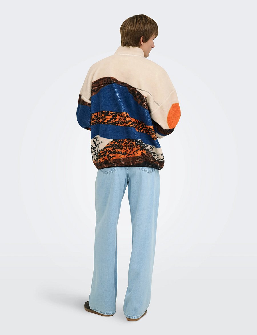 ONLY & SONS - ONSADAM LIFE OVZ LANDSCAPE SHERPA VD - fleece-pullover - moonbeam - 3