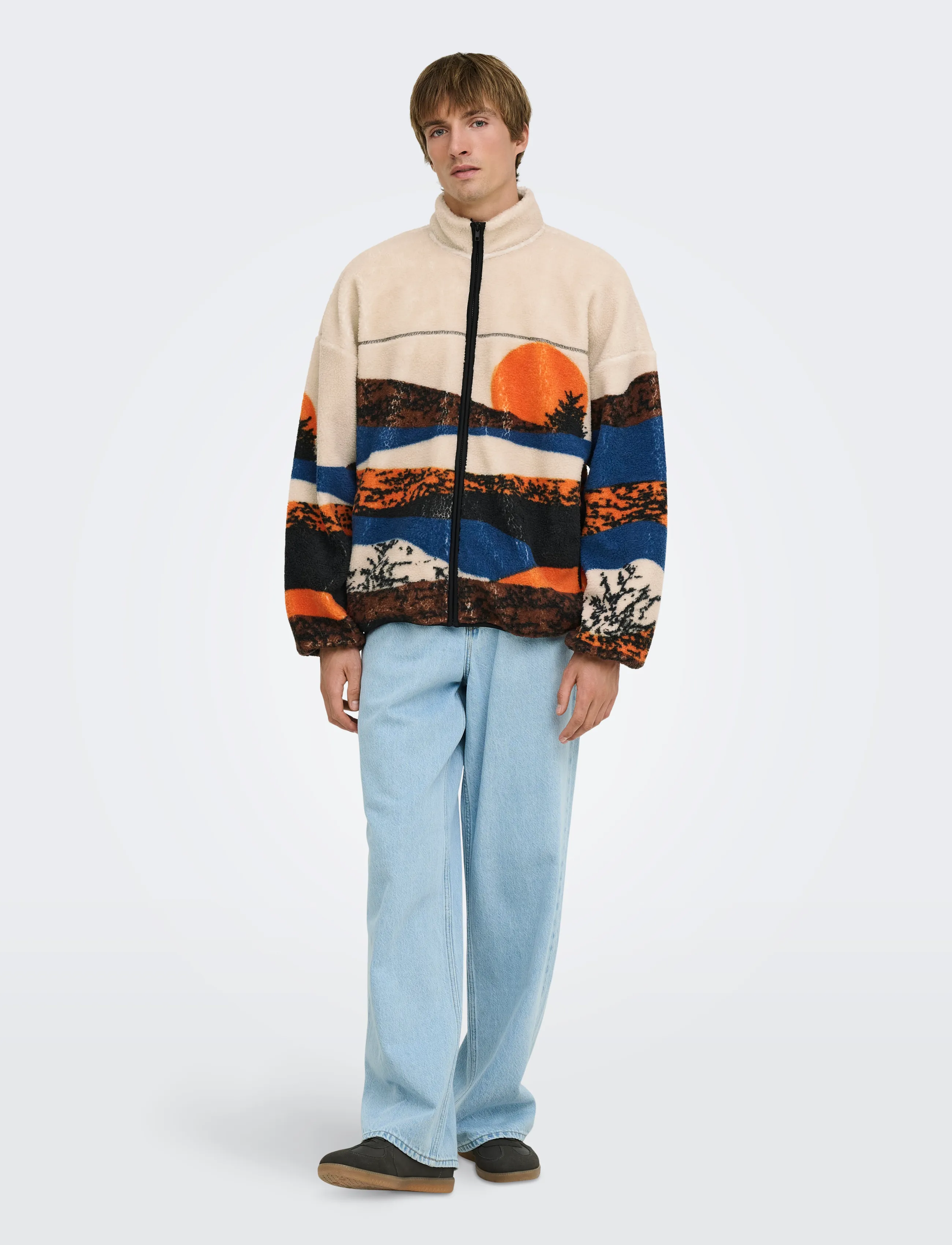 ONLY & SONS - ONSADAM LIFE OVZ LANDSCAPE SHERPA VD - fleece-pullover - moonbeam - 4