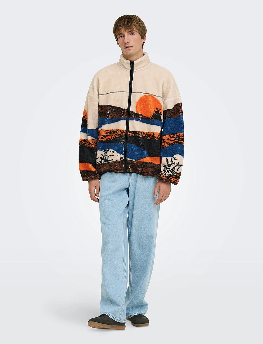 ONLY & SONS - ONSADAM LIFE OVZ LANDSCAPE SHERPA VD - fleece-pullover - moonbeam - 4