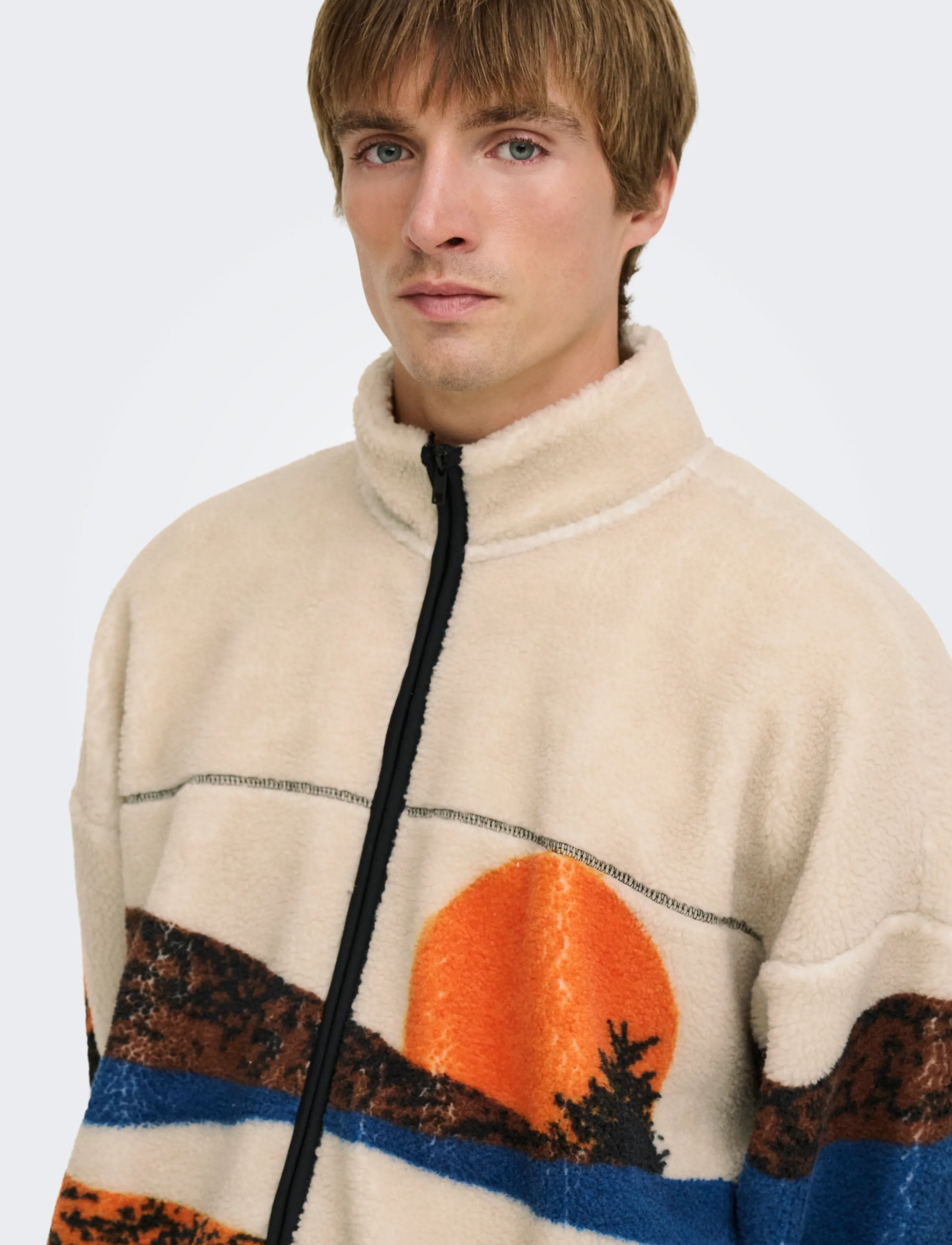 ONLY & SONS - ONSADAM LIFE OVZ LANDSCAPE SHERPA VD - fleece-pullover - moonbeam - 5