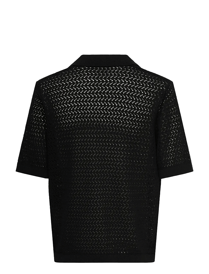 ONLY & SONS - ONSNYLE 5 SS SPLIT POLO KNIT CS - gestrickte polohemden - black - 1
