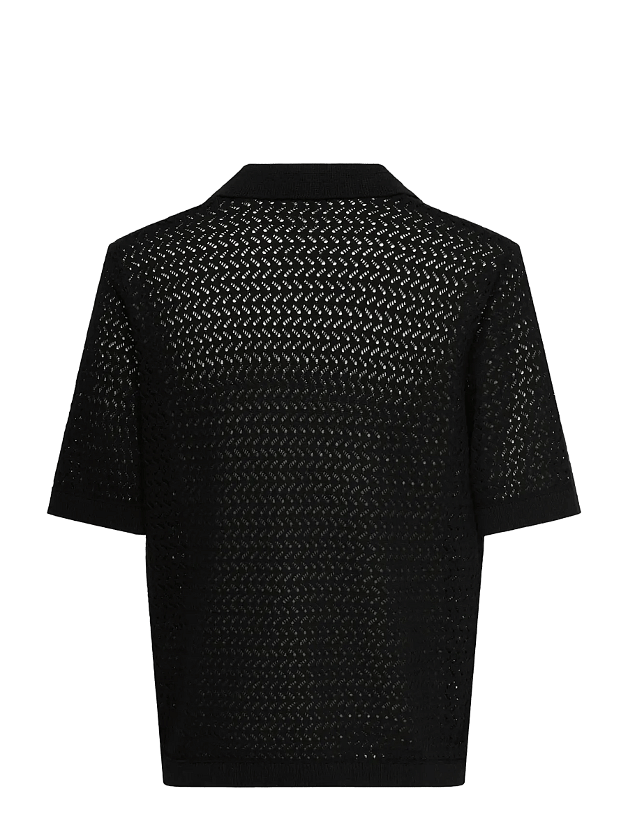 ONLY & SONS - ONSNYLE 5 SS SPLIT POLO KNIT CS - gestrickte polohemden - black - 1