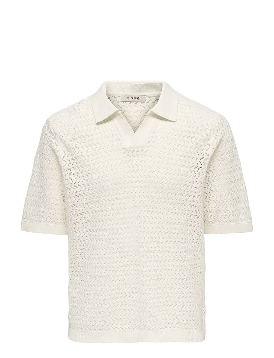 ONLY & SONS - ONSNYLE 5 SS SPLIT POLO KNIT CS - gestrickte polohemden - cloud dancer - 1