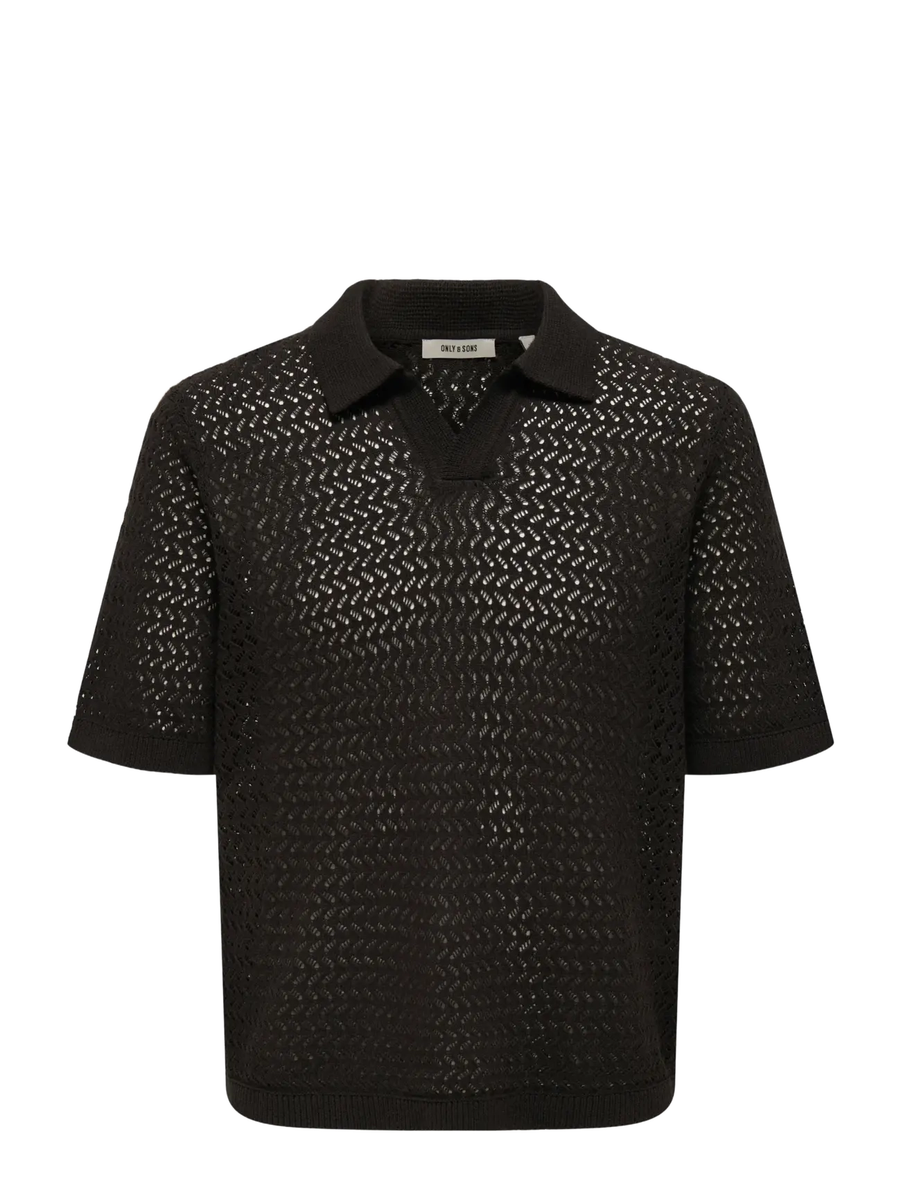 ONLY & SONS ONSNYLE 5 SS SPLIT POLO KNIT CS - Short sleeve knitted polos - COFFEE BEAN / black