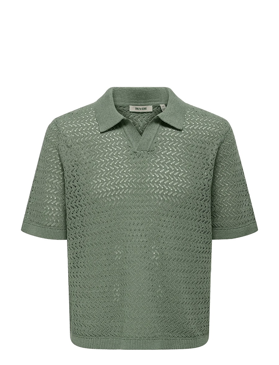 ONLY & SONS - ONSNYLE 5 SS SPLIT POLO KNIT CS - langärmlige strick-polohemden - deep lichen green - 0