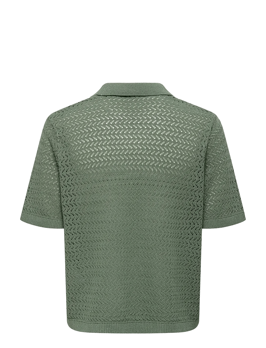 ONLY & SONS - ONSNYLE 5 SS SPLIT POLO KNIT CS - langärmlige strick-polohemden - deep lichen green - 1