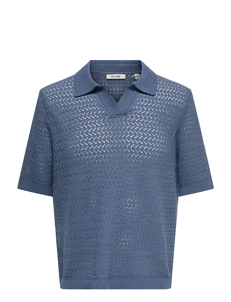 ONLY & SONS - ONSNYLE 5 SS SPLIT POLO KNIT CS - gestrickte polohemden - vintage indigo - 0