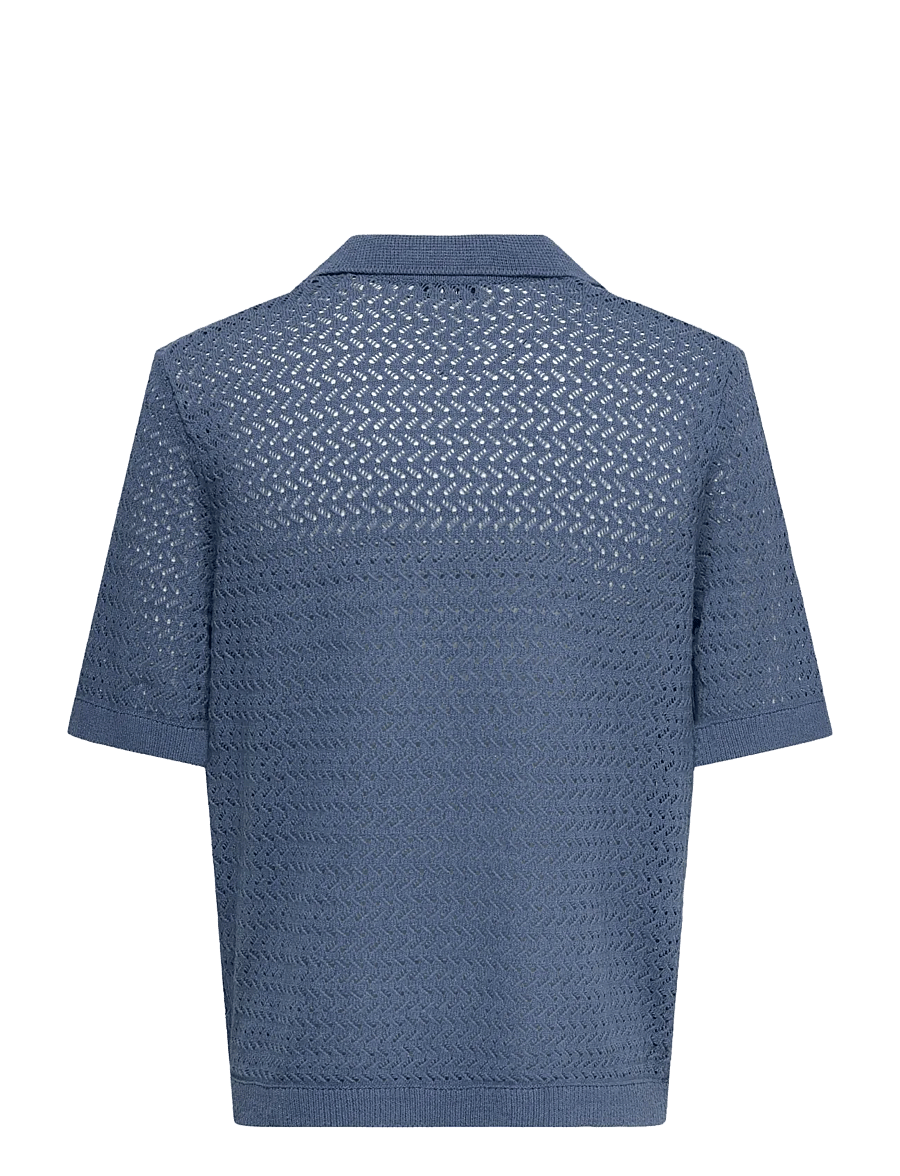 ONLY & SONS - ONSNYLE 5 SS SPLIT POLO KNIT CS - gestrickte polohemden - vintage indigo - 1
