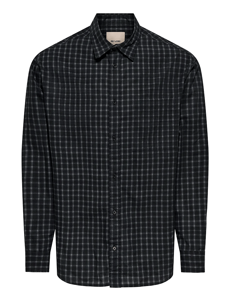 ONLY & SONS - ONSBALI POPLIN CHECKED RLX FIT L/S SHIRT - ternede skjorter - demitasse - 1
