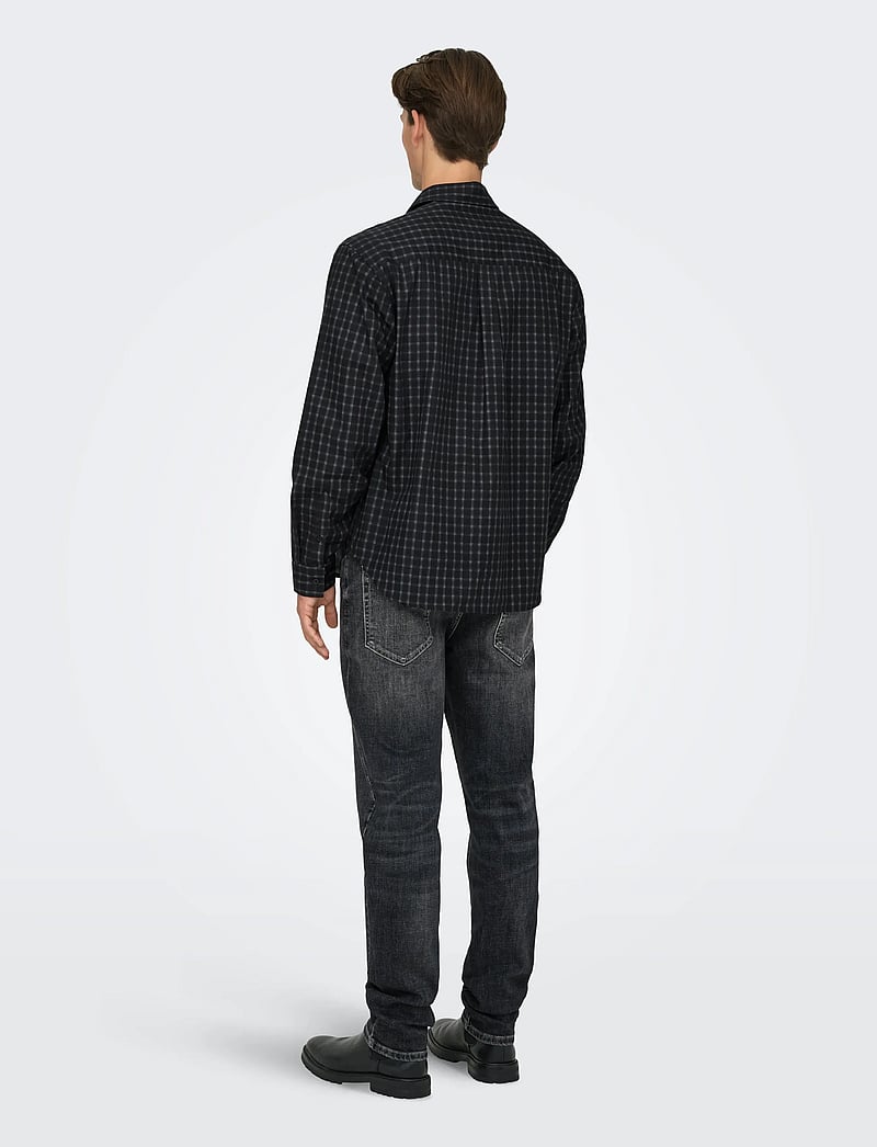 ONLY & SONS - ONSBALI POPLIN CHECKED RLX FIT L/S SHIRT - ternede skjorter - demitasse - 3