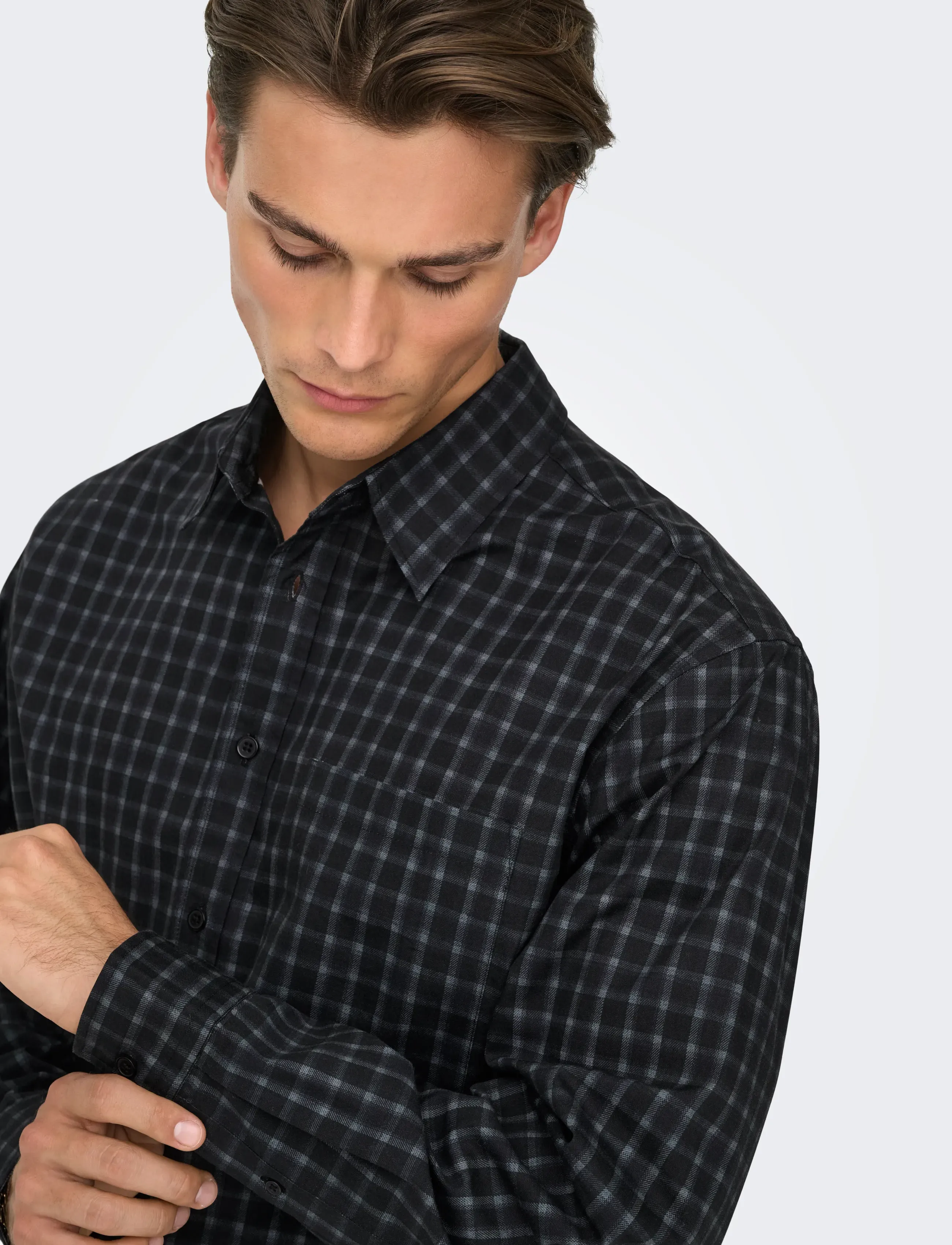 ONLY & SONS Onsbali Poplin Checked Rlx Fit L/S Shirt rutiga skjortor herr – bild 5