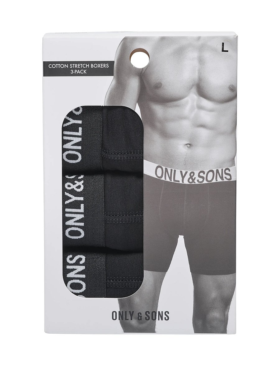 ONLY & SONS - ONSBASIC SOLID BOXER 3PACK NOOS - unterhosen im multipack - black - 2