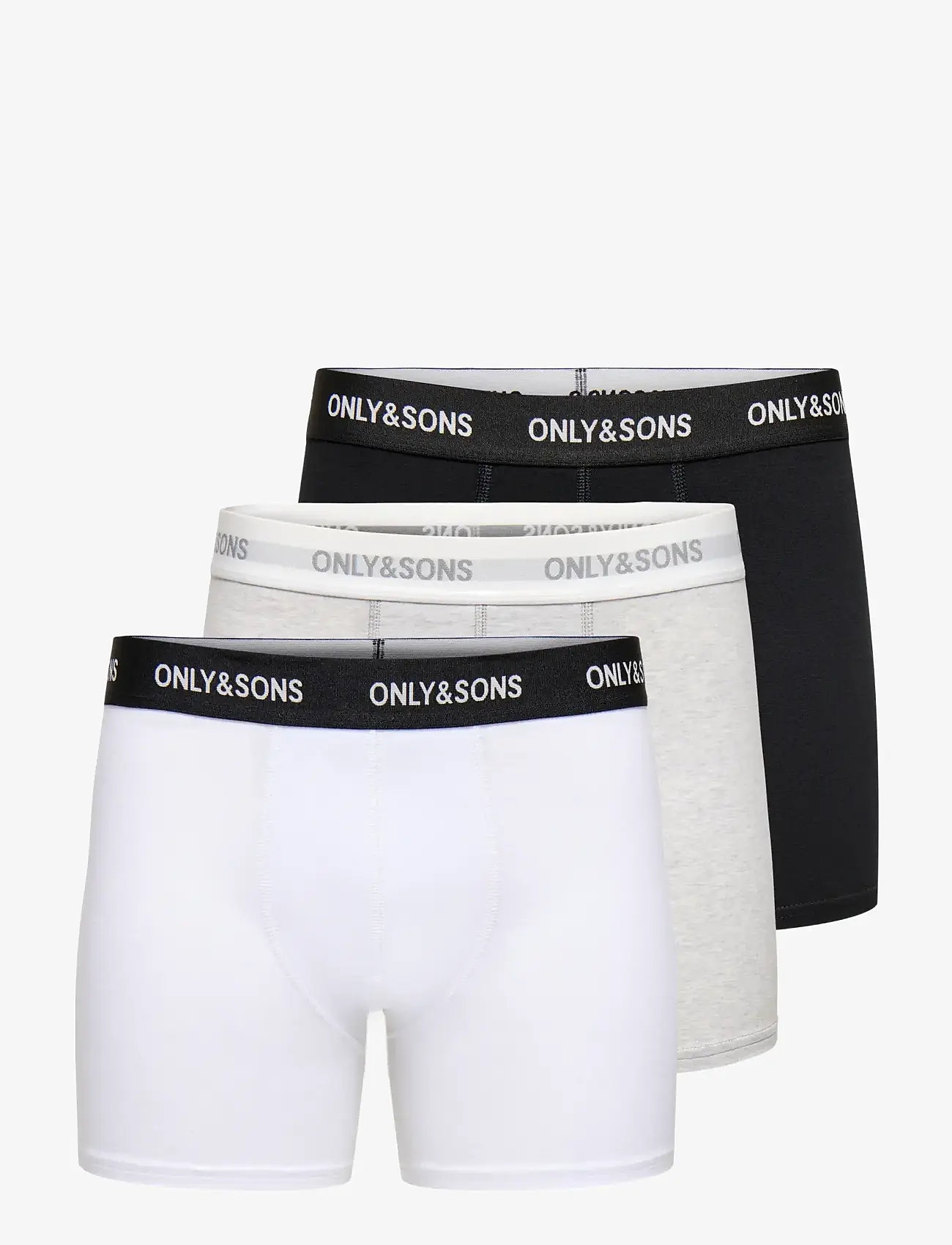 ONLY & SONS - ONSBASIC SOLID BOXER 3PACK NOOS - laveste priser - light grey melange - 0