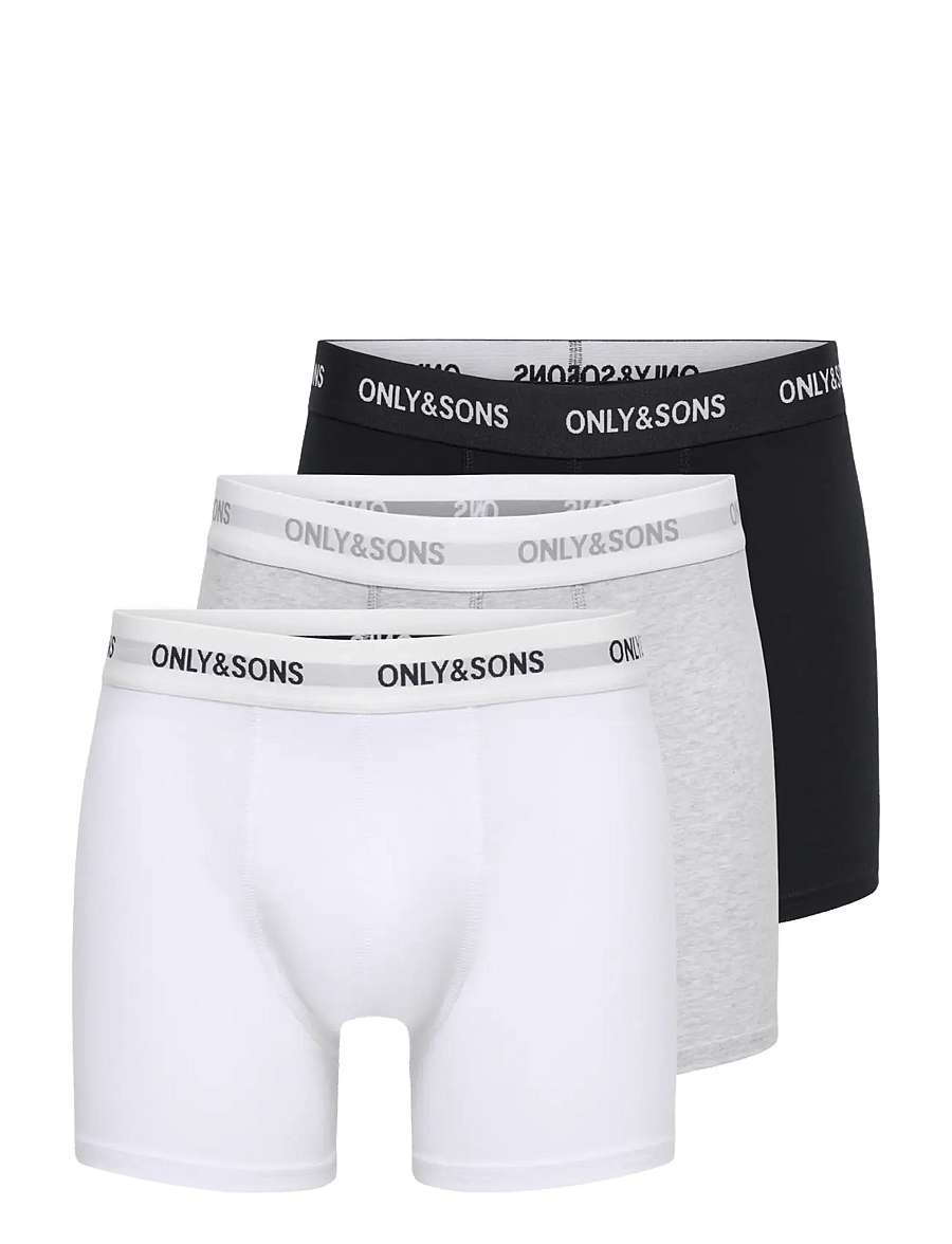 ONLY & SONS - ONSBASIC SOLID BOXER 3PACK NOOS - unterhosen im multipack - light grey melange - 1