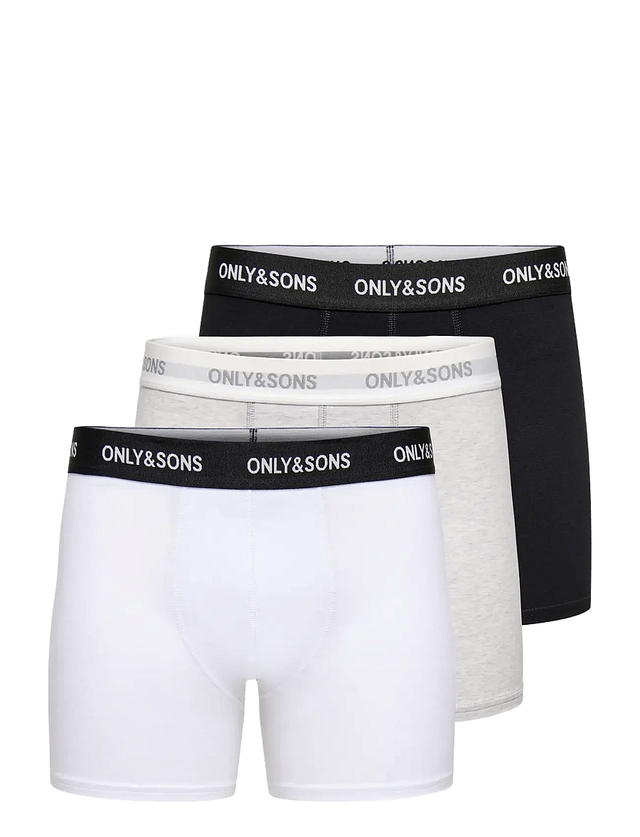 ONLY & SONS - ONSBASIC SOLID BOXER 3PACK NOOS - unterhosen im multipack - light grey melange - 1