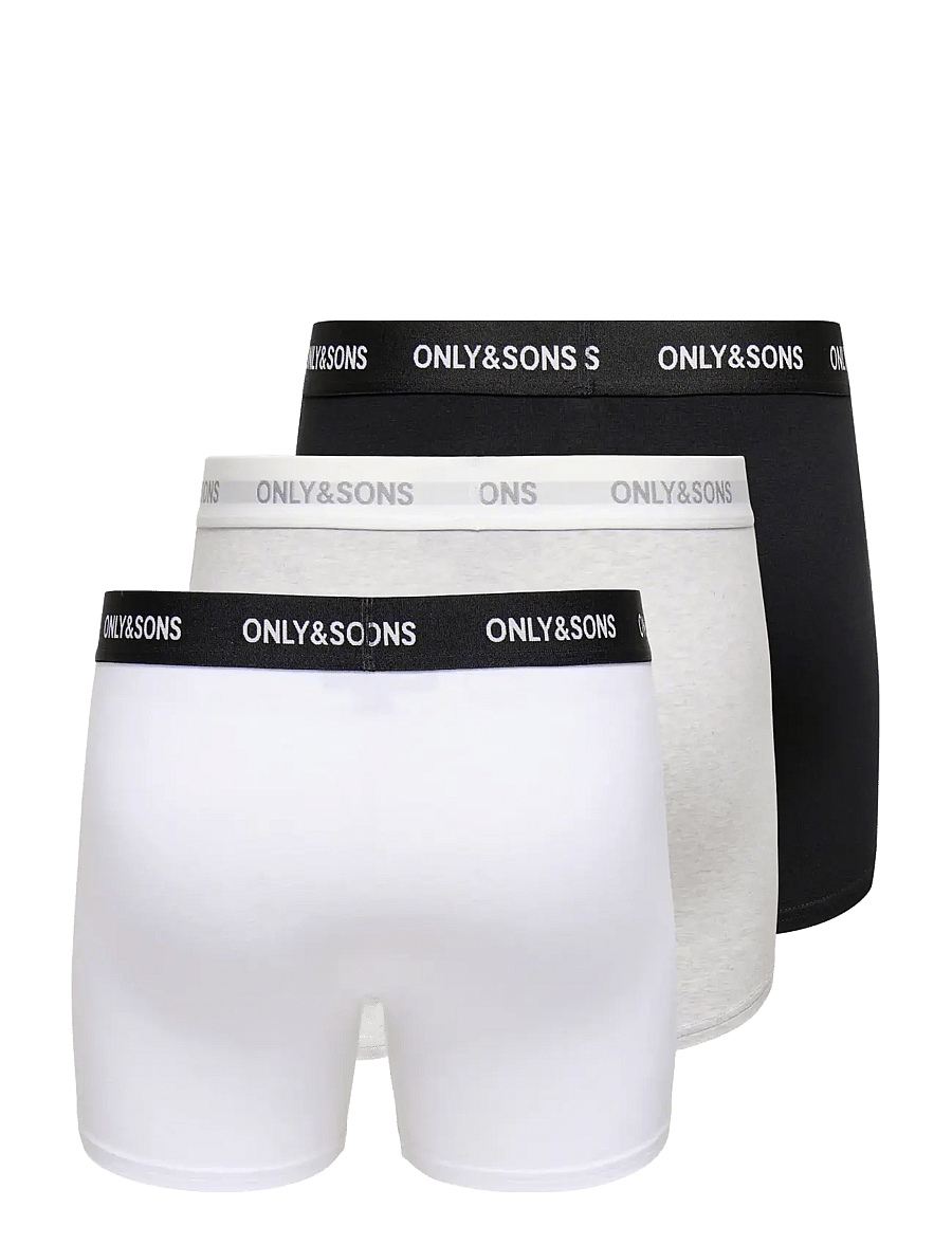 ONLY & SONS - ONSBASIC SOLID BOXER 3PACK NOOS - unterhosen im multipack - light grey melange - 2