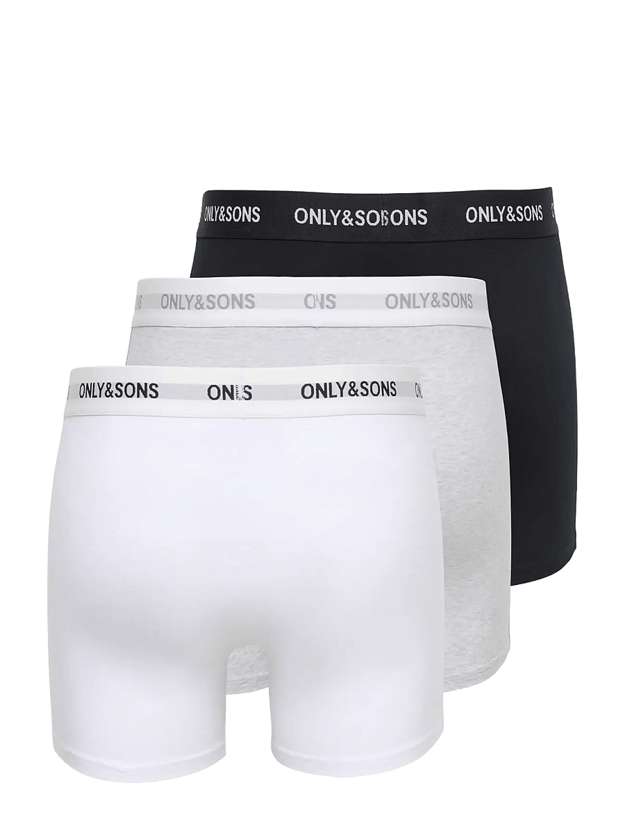 ONLY & SONS - ONSBASIC SOLID BOXER 3PACK NOOS - unterhosen im multipack - light grey melange - 2
