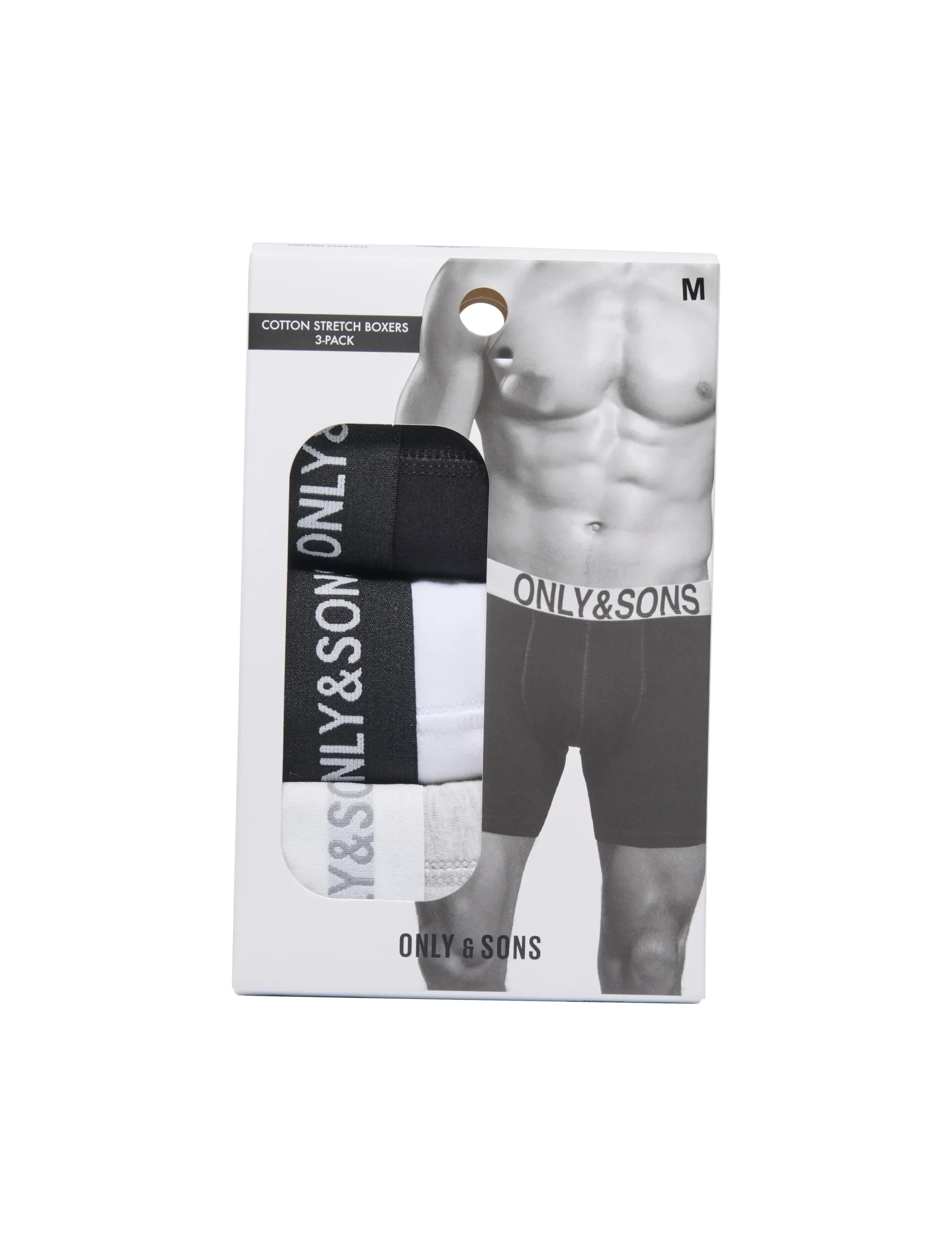 ONLY & SONS Onsbasic Solid Boxer 3Pack Noos, S, Multi/patterned, Undertøj > Boksere, Herre