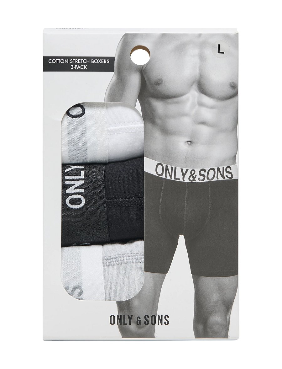 ONLY & SONS - ONSBASIC SOLID BOXER 3PACK NOOS - unterhosen im multipack - light grey melange - 4