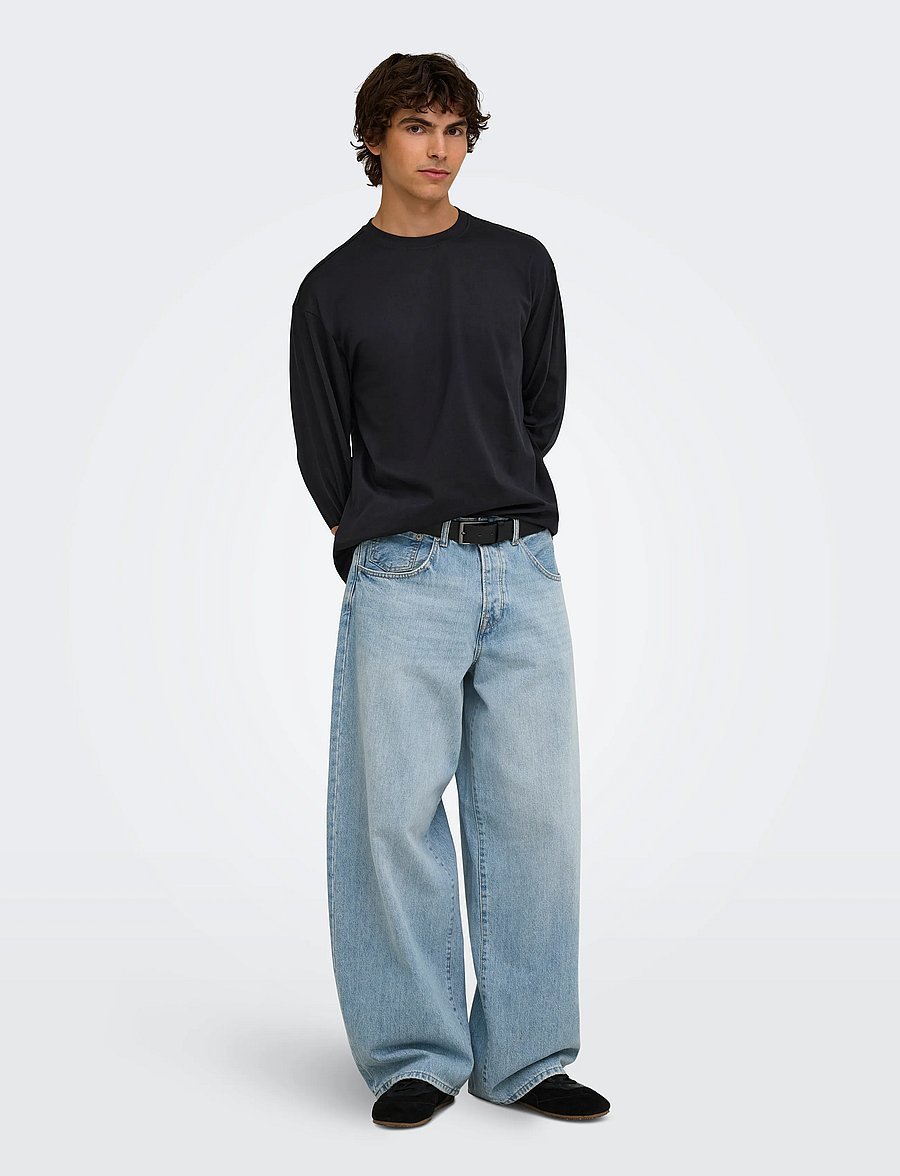 ONLY & SONS - ONSFRED LIFE RLX LS TEE NOOS - pikkade varrukatega t-särgid - black - 4