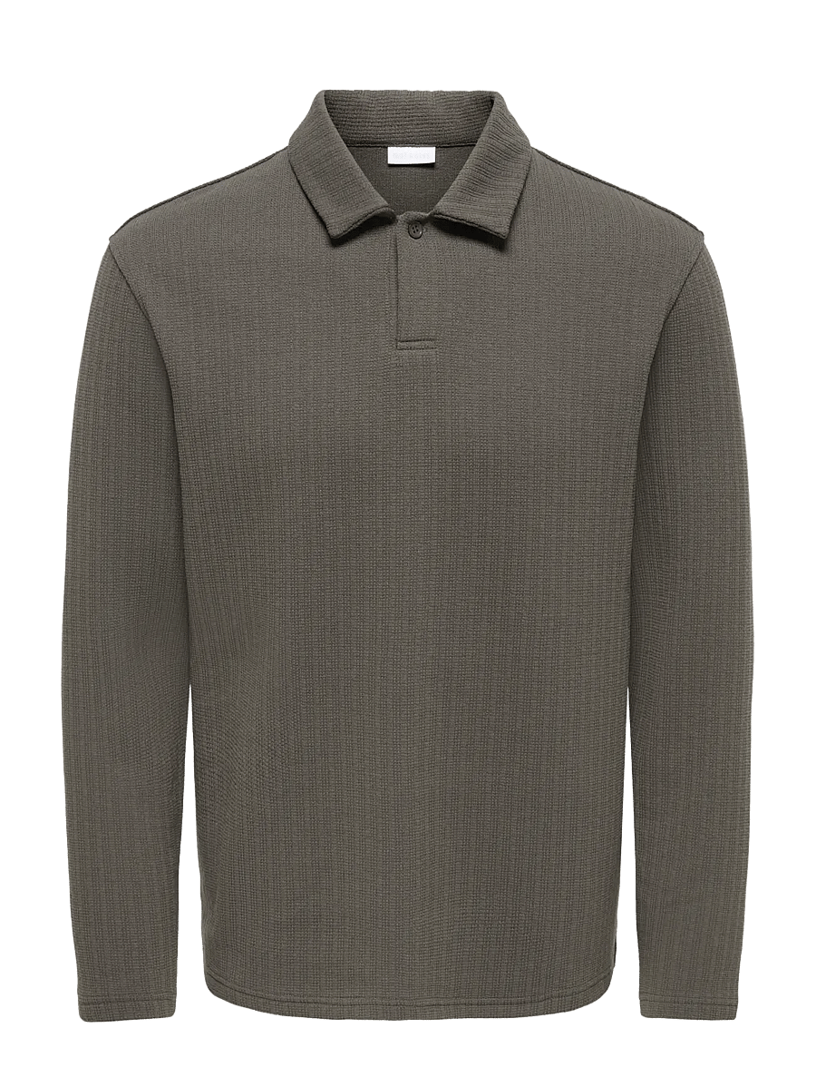ONLY & SONS - ONSTREY LIFE REG LS FRML POLO - langärmelige strick-polohemden - beluga - 0