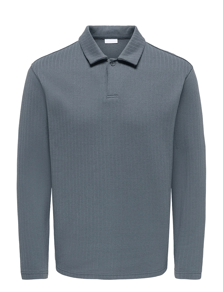 ONLY & SONS - ONSTREY LIFE REG LS FRML POLO - långärmade stickade pikétröjor - turbulence - 0