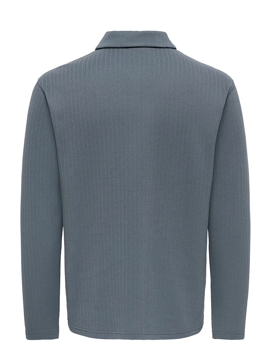 ONLY & SONS - ONSTREY LIFE REG LS FRML POLO - långärmade stickade pikétröjor - turbulence - 1