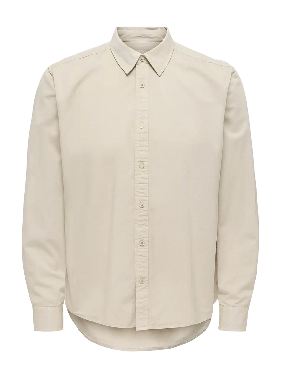 ONLY & SONS - ONSPALO OVERDYED LS REG SHIRT - casual skjortor - silver lining - 1