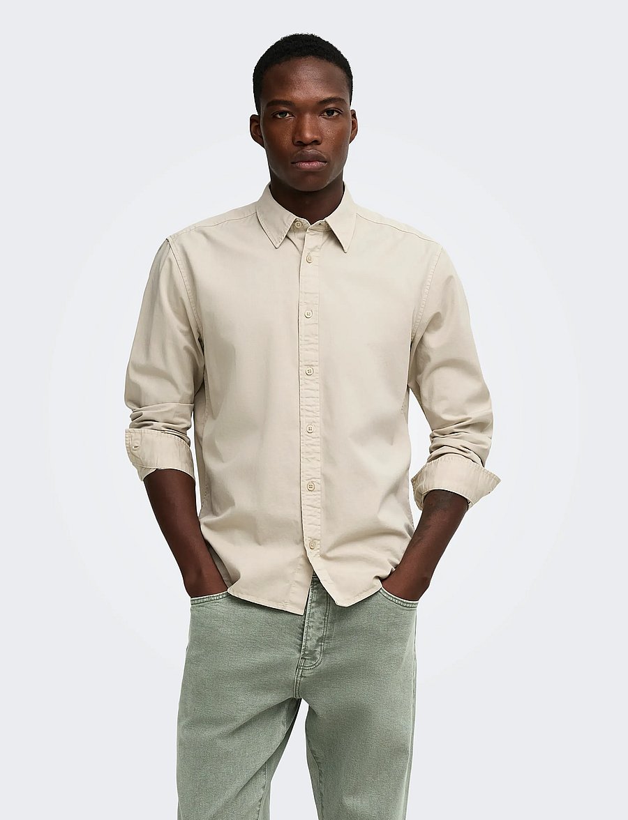 ONLY & SONS - ONSPALO OVERDYED LS REG SHIRT - casual skjortor - silver lining - 0