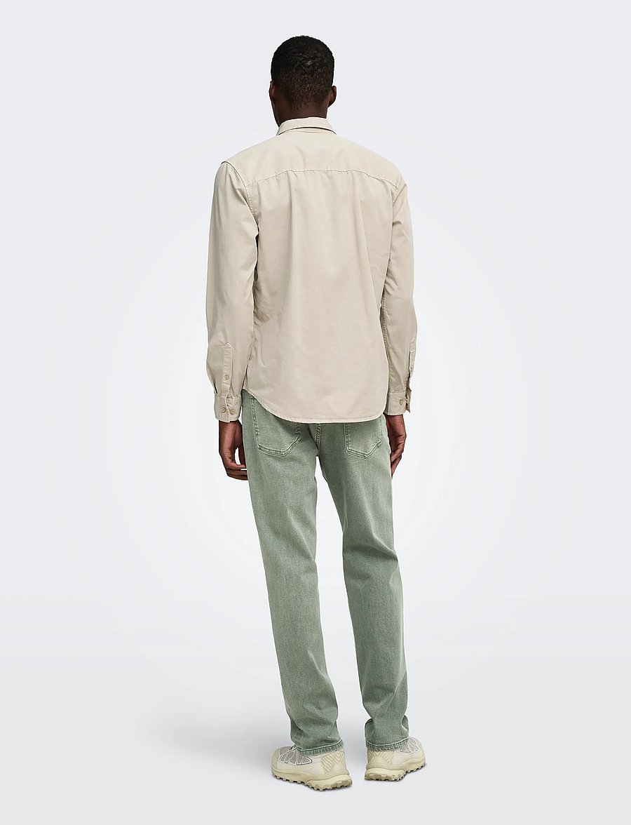 ONLY & SONS - ONSPALO OVERDYED LS REG SHIRT - casual skjortor - silver lining - 3