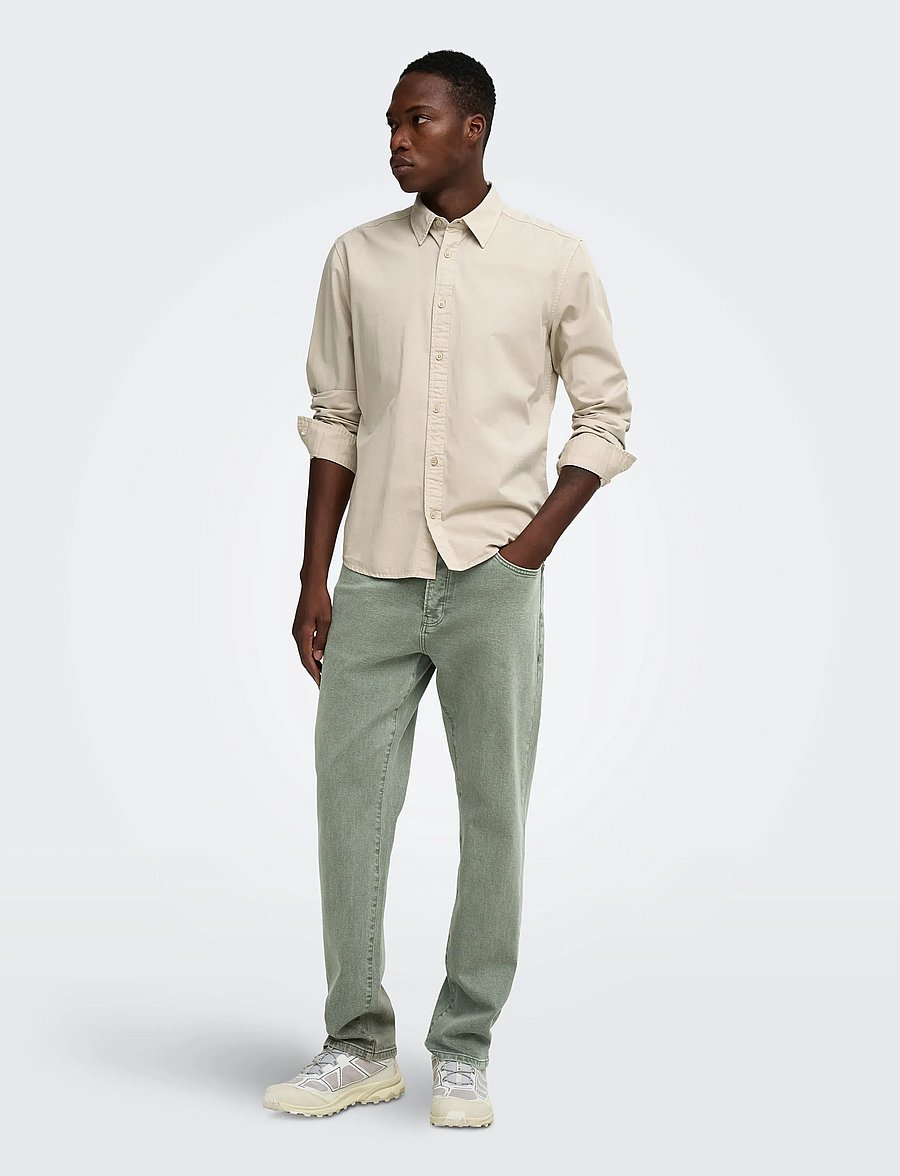 ONLY & SONS - ONSPALO OVERDYED LS REG SHIRT - casual skjortor - silver lining - 4