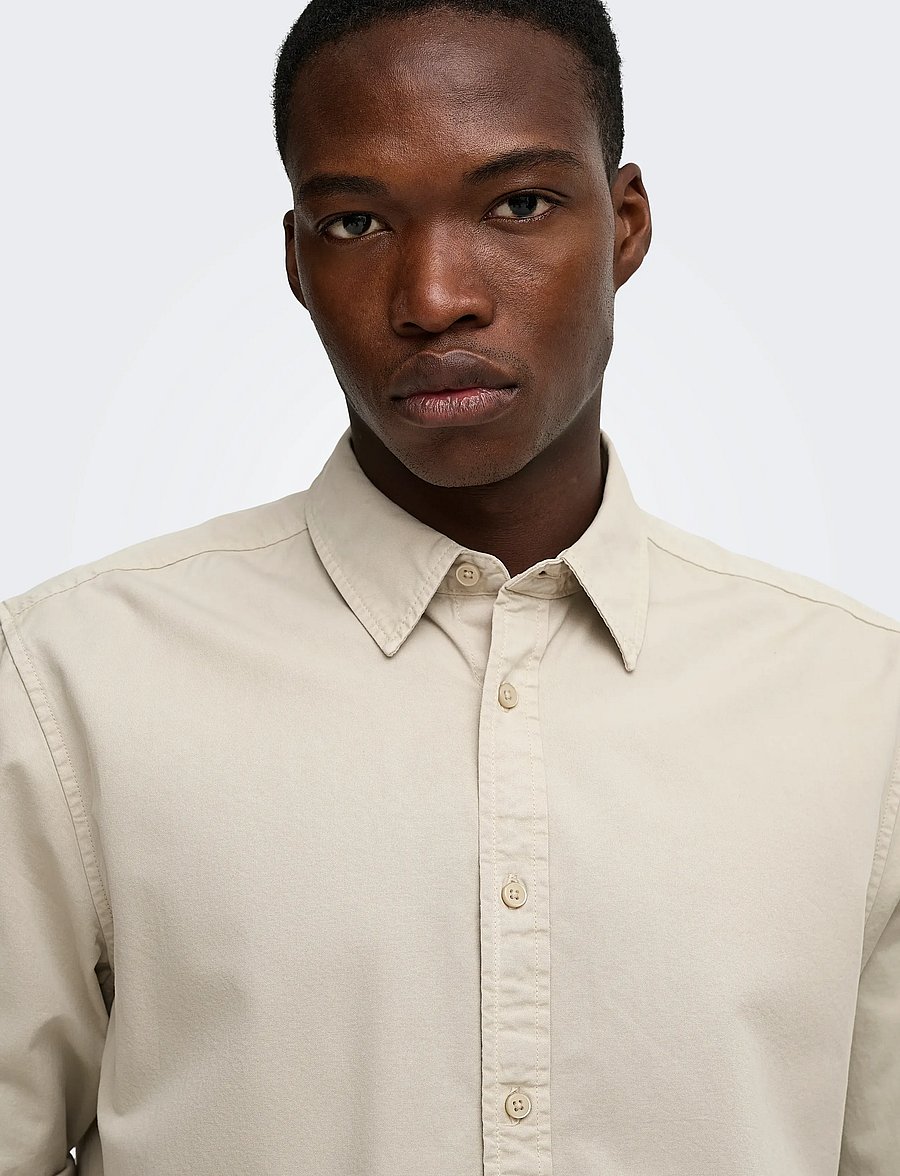 ONLY & SONS - ONSPALO OVERDYED LS REG SHIRT - casual skjortor - silver lining - 5