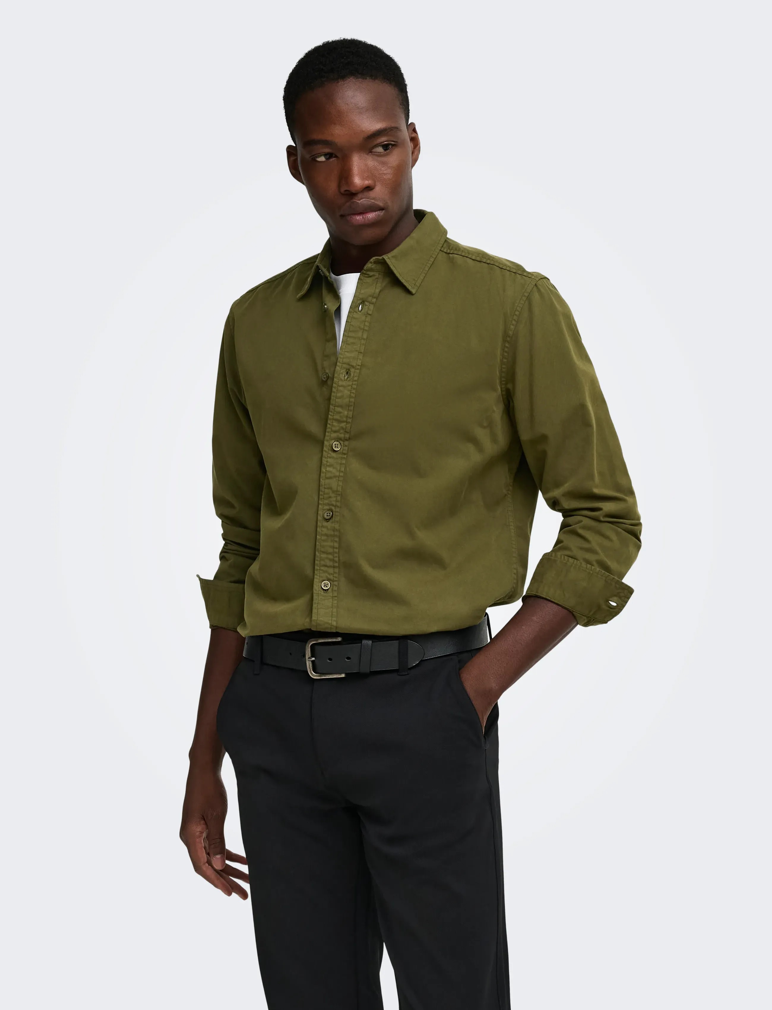 ONLY & SONS ONSPALO OVERDYED LS REG SHIRT - Hemden - TARMAC / khaki/green