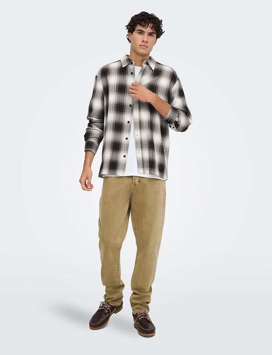 ONLY & SONS - ONSKOSTA LS CHECK REG SHIRT - ternede skjorter - coffee bean - 4