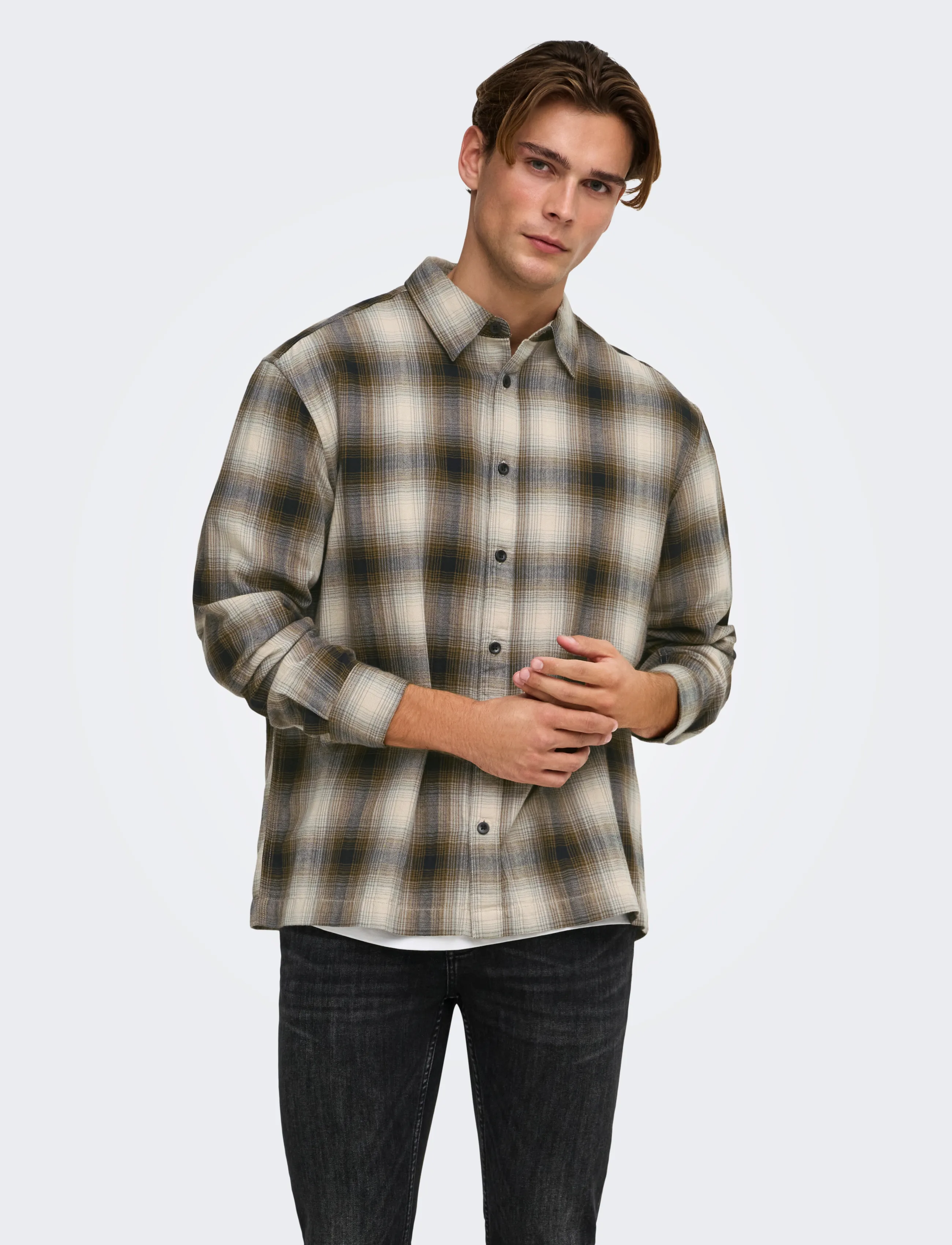 ONLY & SONS ONSKOSTA LS CHECK REG SHIRT - Kläder - RUBBER / cream