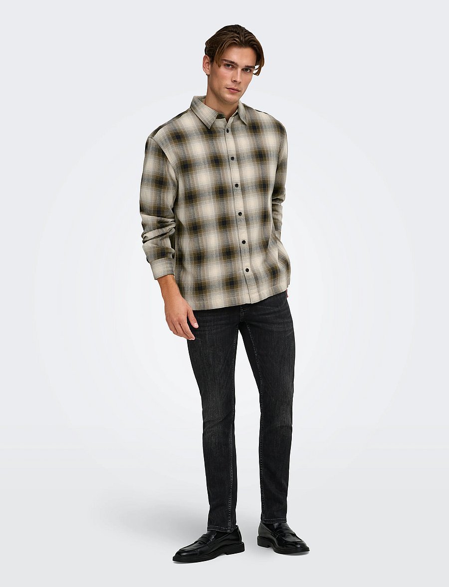 ONLY & SONS - ONSKOSTA LS CHECK REG SHIRT - ruudulised särgid - rubber - 4