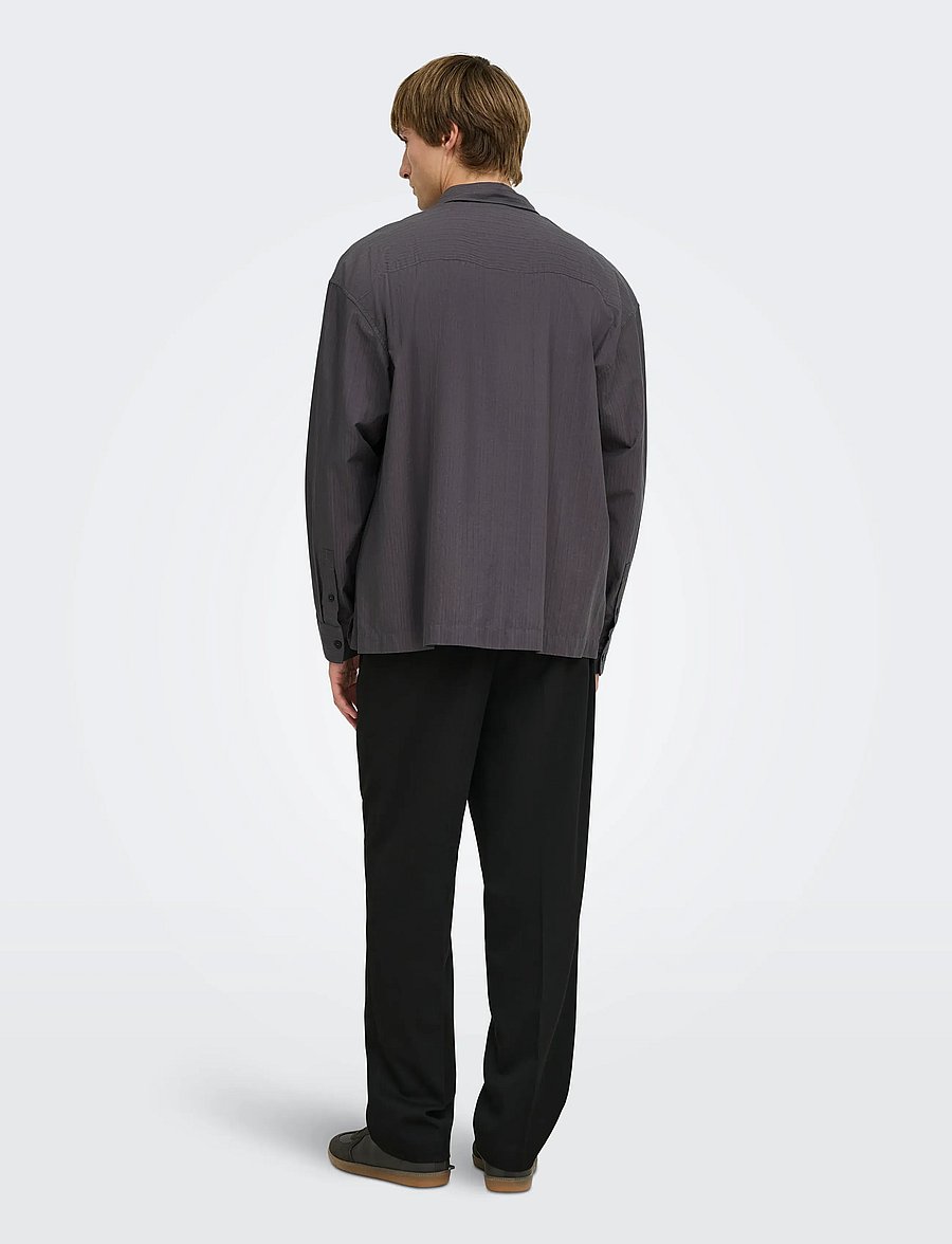 ONLY & SONS - ONSNILA STRIPE LS LOOSE 0632 SHIRT - freizeithemden - grey pinstripe - 3