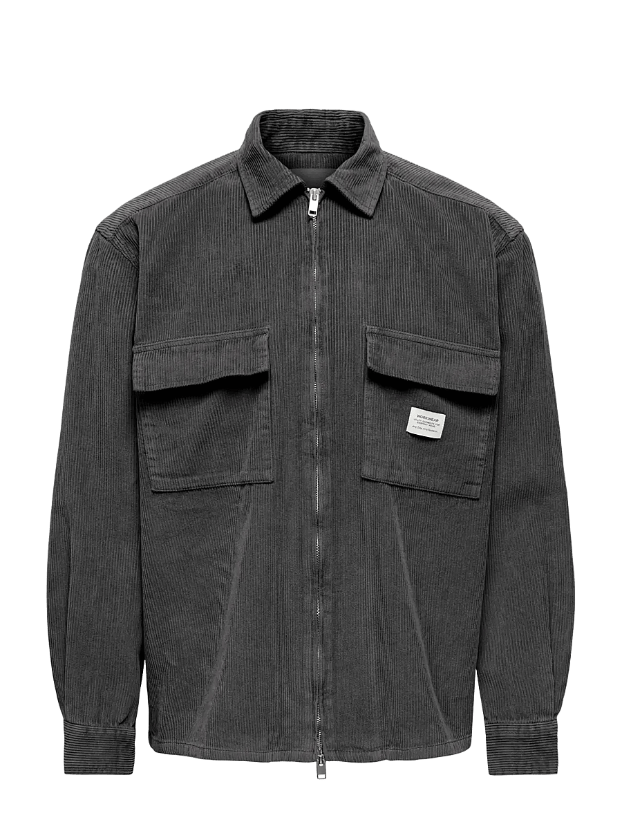 ONLY & SONS - ONSBRAY CORD OVERSHIRT RLX WW - grey pinstripe - 0