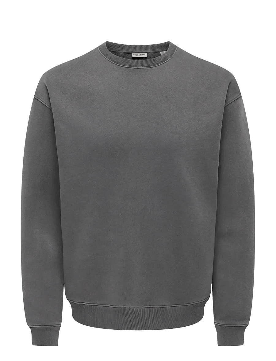 ONLY & SONS - ONSLARRY EFLOW RLX LS WASHED CREW SWEAT - dressipluusid - grey pinstripe - 0