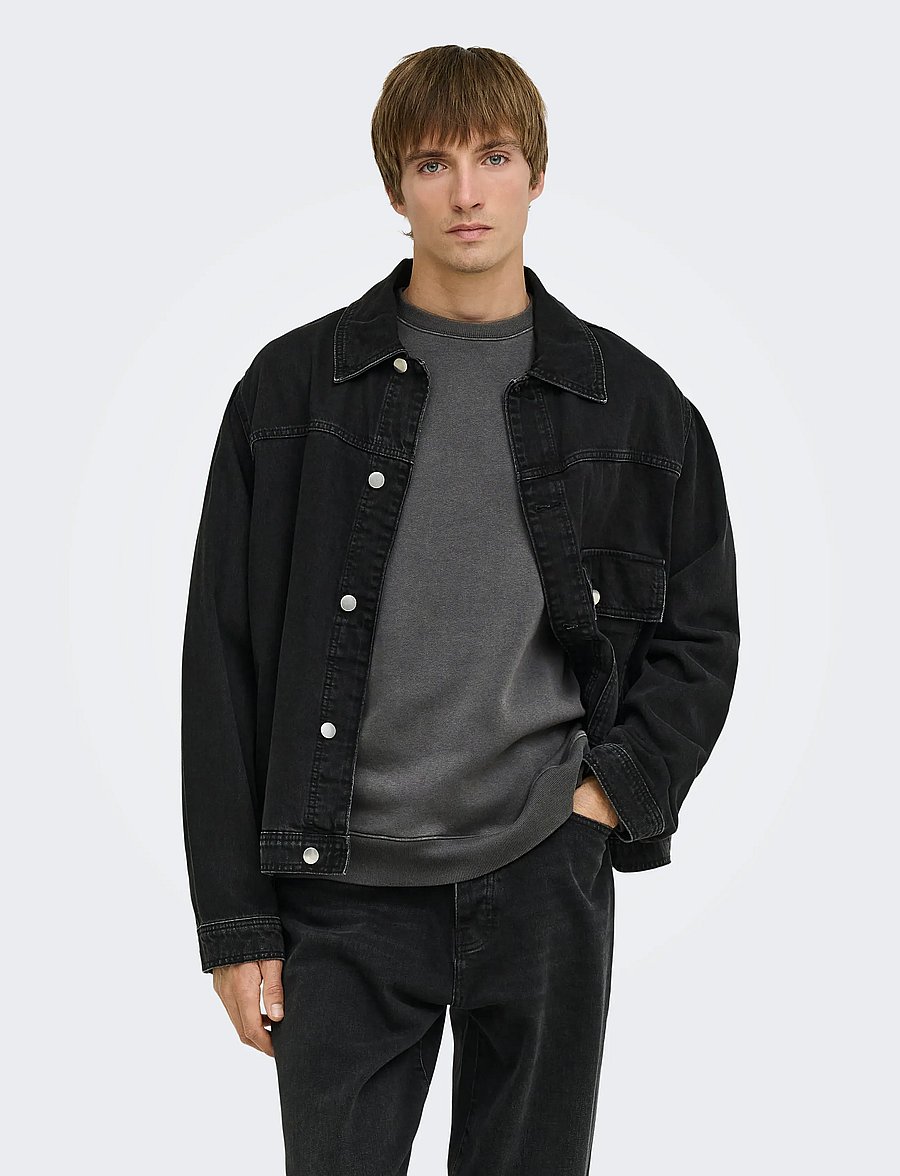 ONLY & SONS - ONSLARRY EFLOW RLX LS WASHED CREW SWEAT - sweatshirts - grey pinstripe - 0