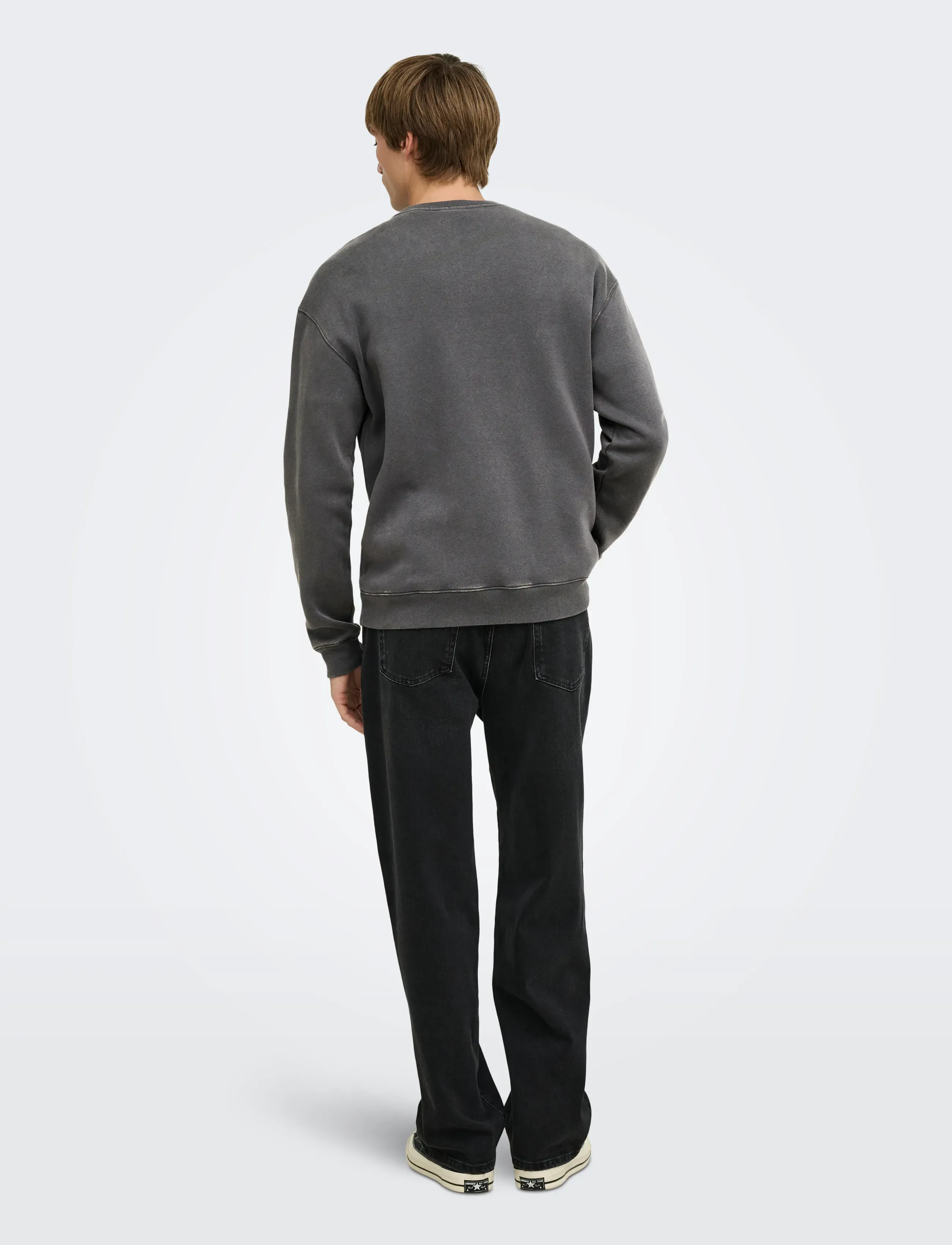 ONLY & SONS - ONSLARRY EFLOW RLX LS WASHED CREW SWEAT - die niedrigsten preise - grey pinstripe - 3
