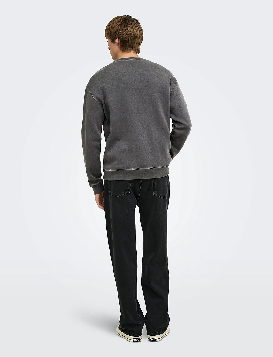 ONLY & SONS - ONSLARRY EFLOW RLX LS WASHED CREW SWEAT - sweatshirts - grey pinstripe - 3