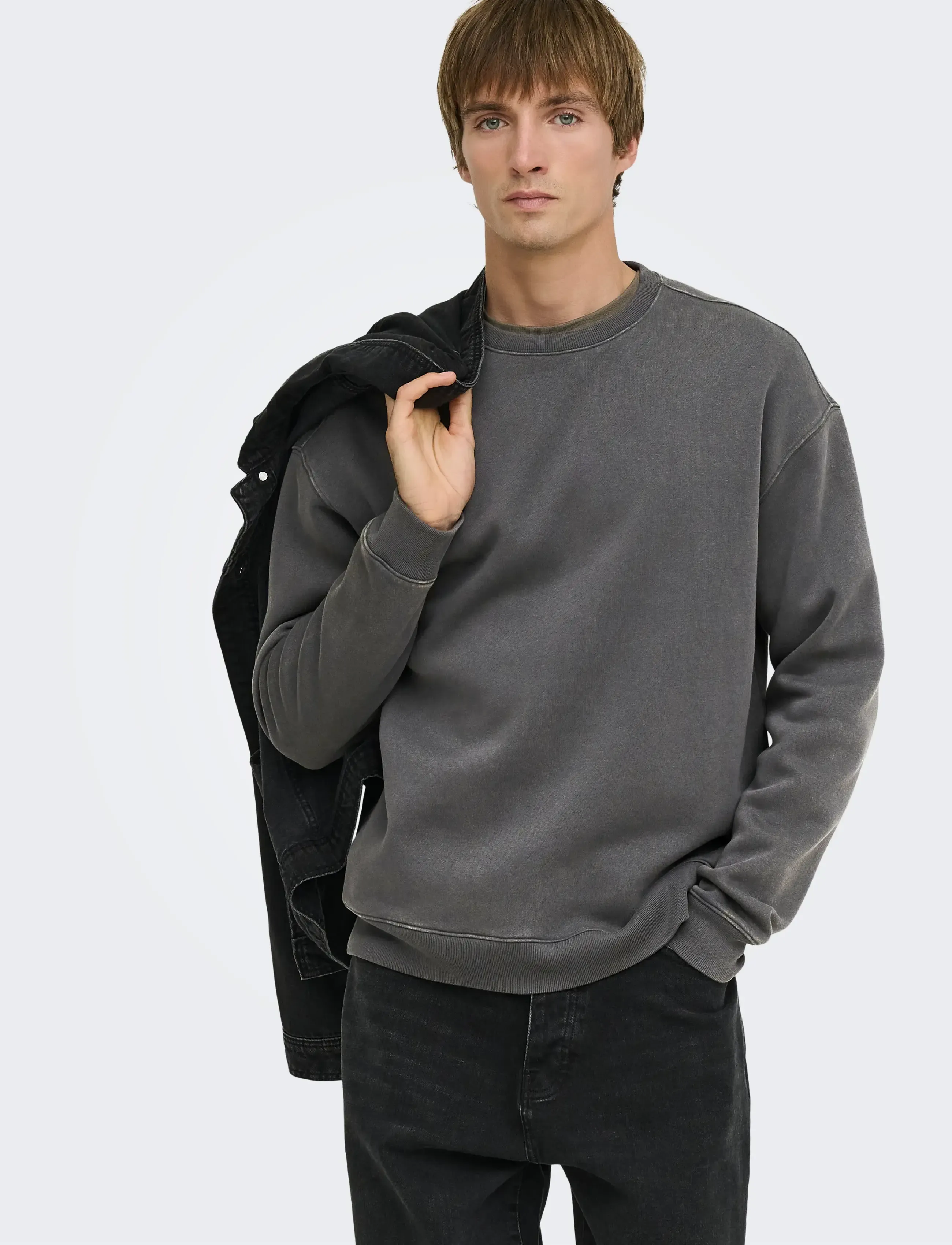 ONLY & SONS Onslarry Eflow Rlx Ls Washed Crew Sweat sweatshirts herr – bild 6