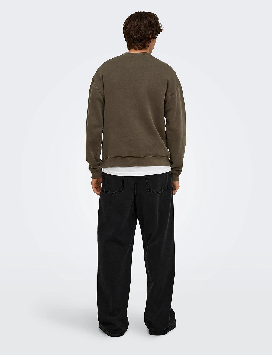 ONLY & SONS - ONSLARRY EFLOW RLX LS WASHED CREW SWEAT - sweatshirts - tarmac - 3