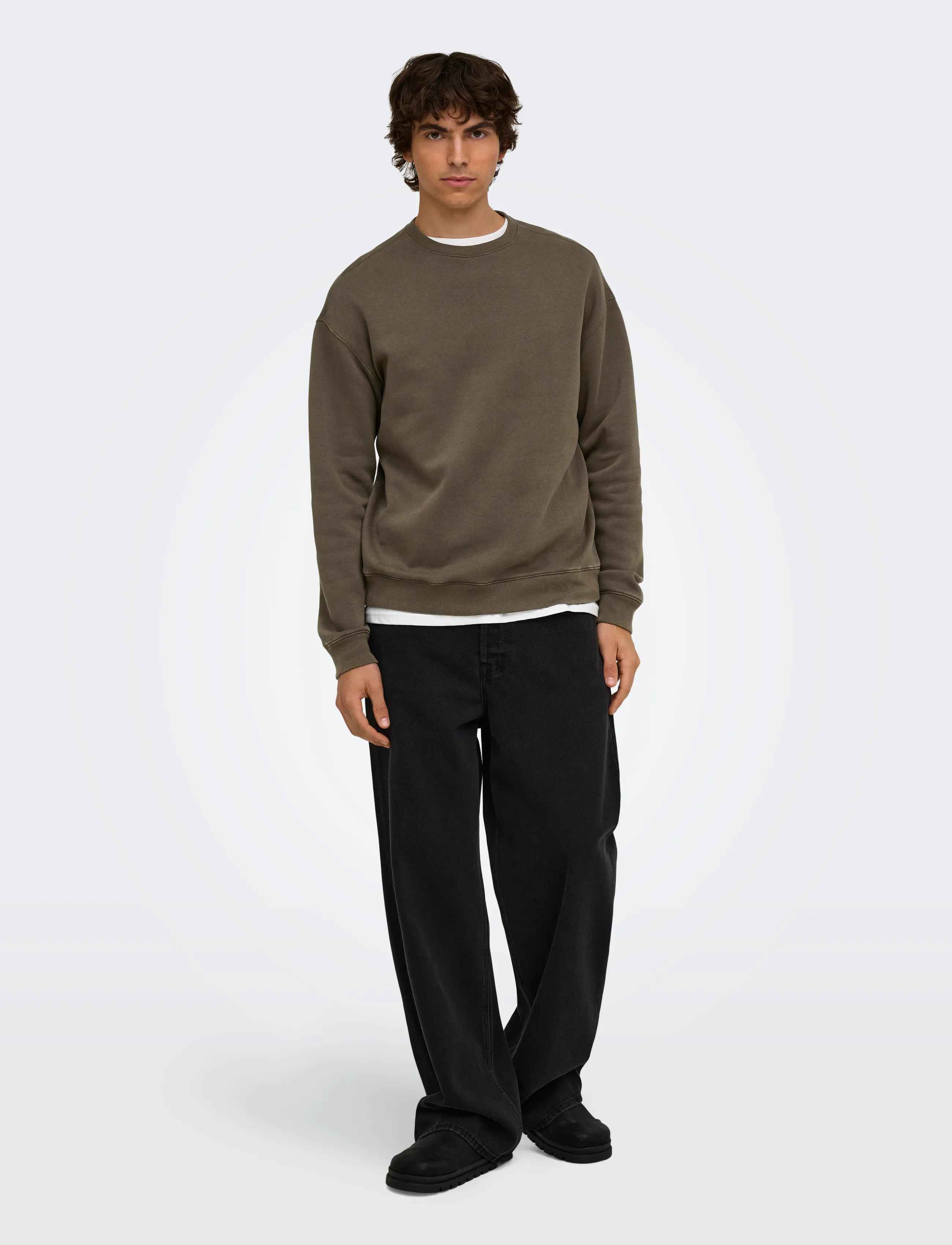 ONLY & SONS - ONSLARRY EFLOW RLX LS WASHED CREW SWEAT - sweatshirts - tarmac - 4
