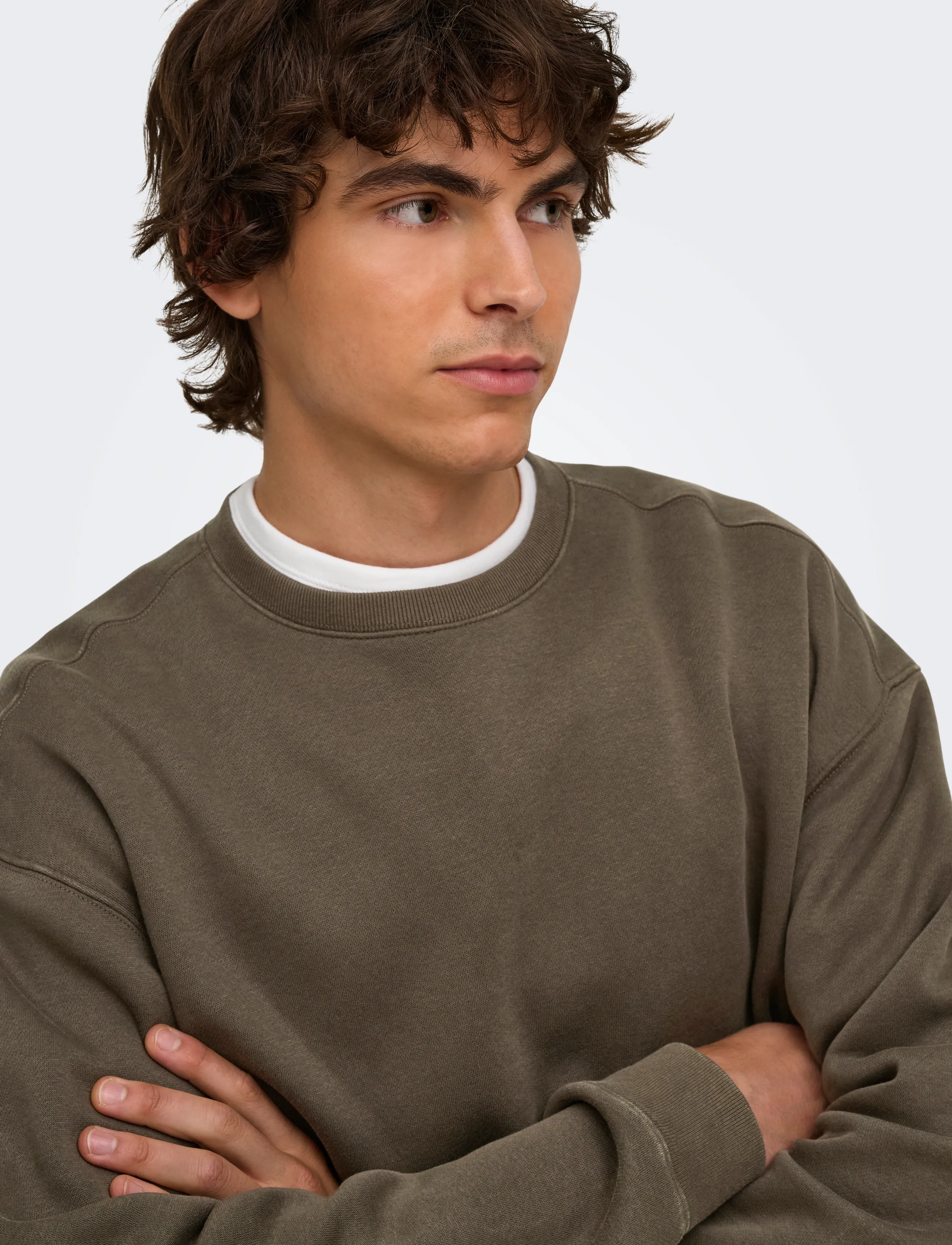 ONLY & SONS - ONSLARRY EFLOW RLX LS WASHED CREW SWEAT - sweatshirts - tarmac - 5