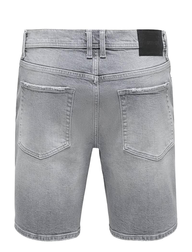 ONLY & SONS - ONSEDGE PERF MG 9375 DOT DNM SHORTS NOOS - jeans shorts - medium grey denim - 2