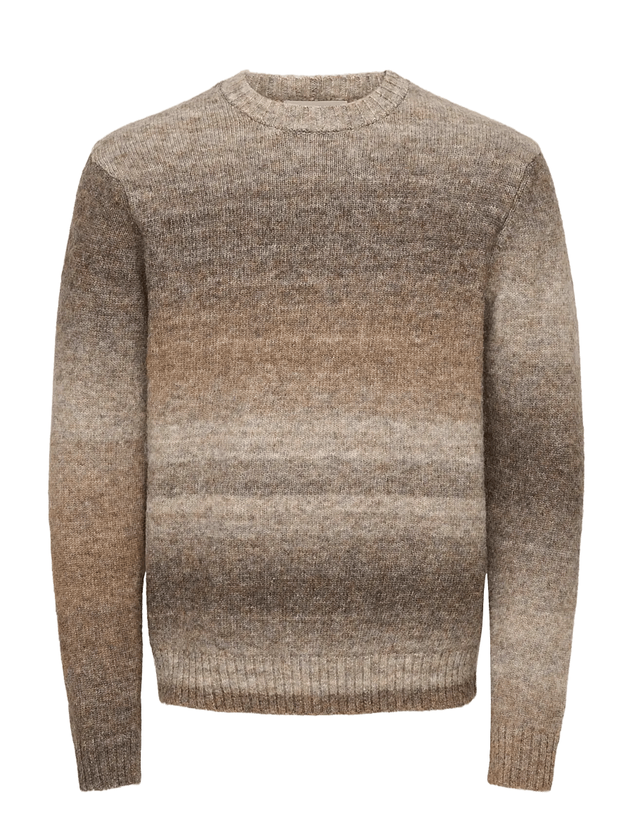 ONLY & SONS - ONSMACK GRADIANT REG CREW KNIT - coffee bean - 1