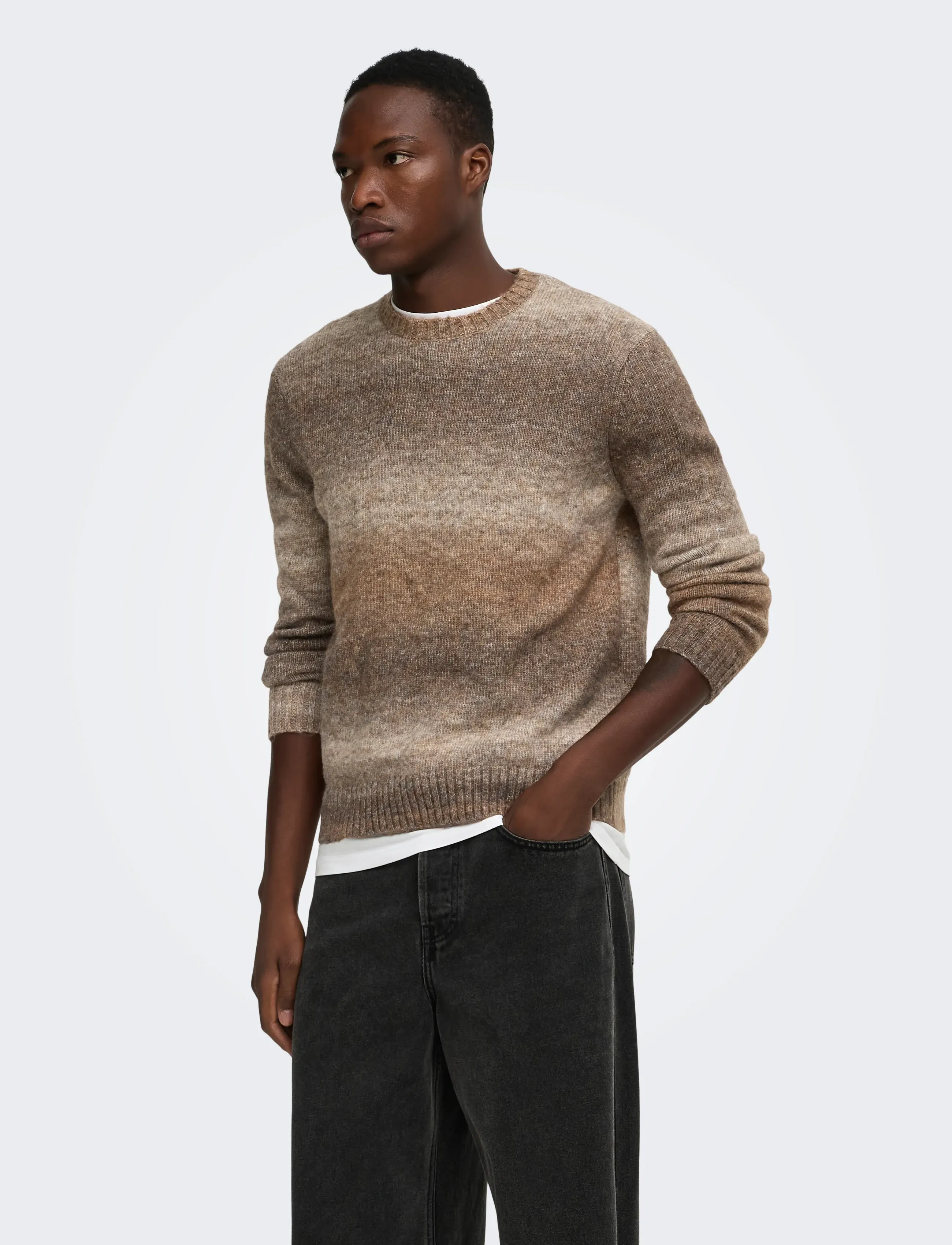 ONLY & SONS - ONSMACK GRADIANT REG CREW KNIT - coffee bean - 0